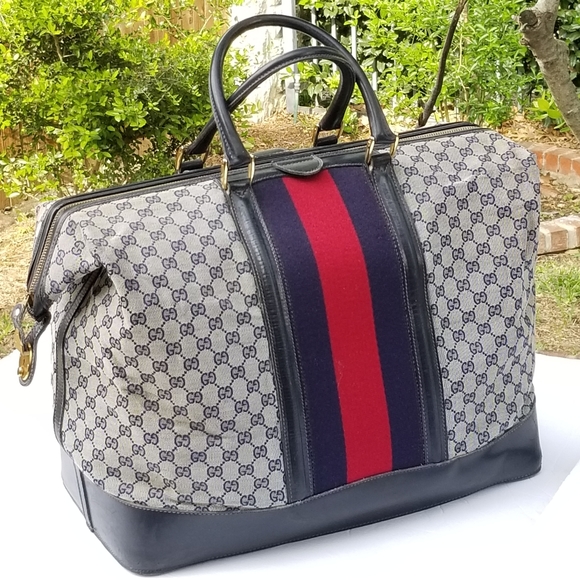 Extra pics for Rare Vintage Gucci web travel weekender Boston Train Case luggage - Picture 8 of 16